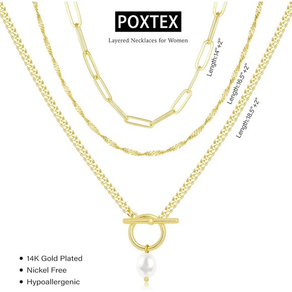 Women's Stackable Dainty Gold Plated Trendy Circle Chain Pendant Necklace - Picture 6 of 8